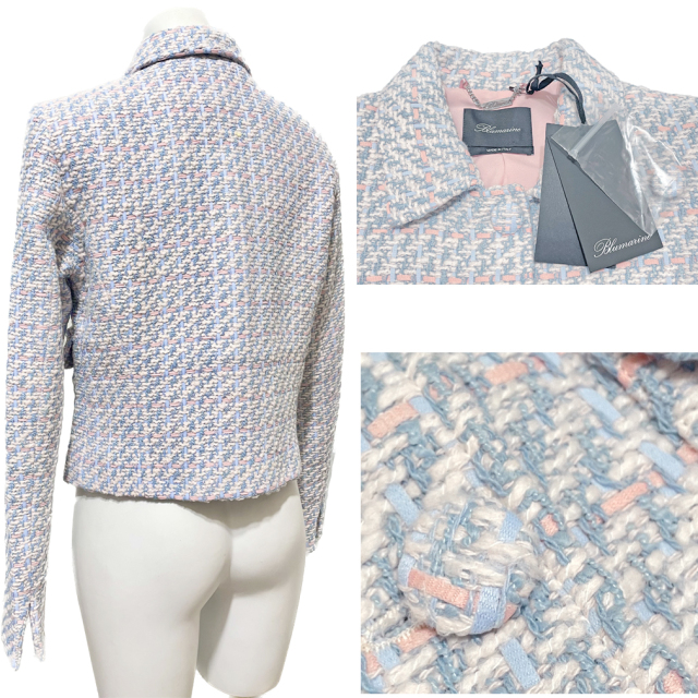 ブルマリン ツイードジャケット パステルブルー×ピンク #40 Blumarine