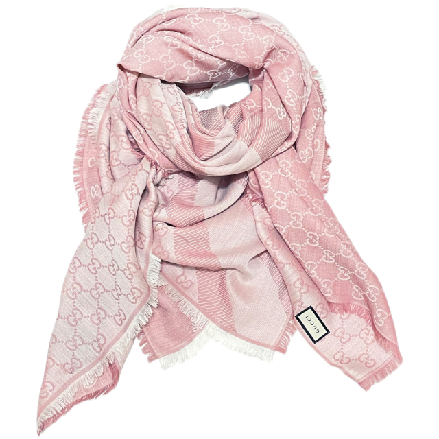 グッチ シルク混 GG柄 正方形ストール（スカーフ） ピンク GUCCI | 3