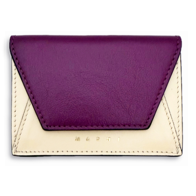 マルニ レザー コンパクト三つ折り財布 紫 MARNI
