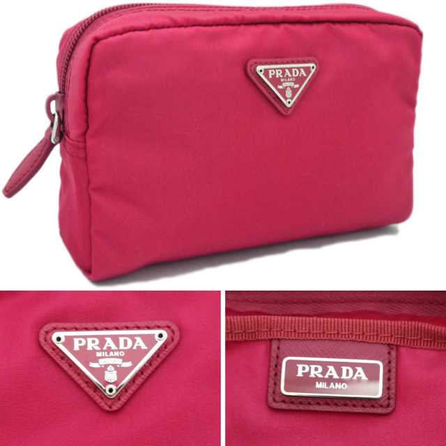 プラダ ナイロン化粧ポーチ ピンク(IBISCO) 1NA021 PRADA