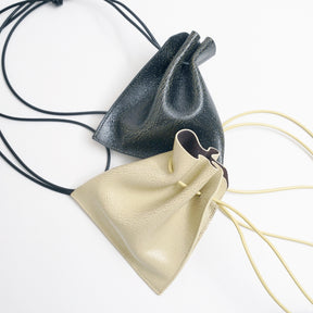 HERRIE KINCHAKU POUCH - XXS / CRACK｜ひび割れ加工の極小巾着ポーチ