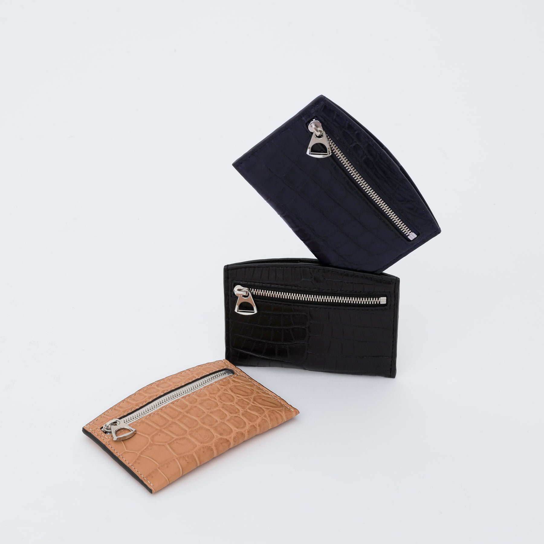 CRISTY SMART CARD WLT / AI CROCO｜藍染クロコダイルレザー 薄型ミニ