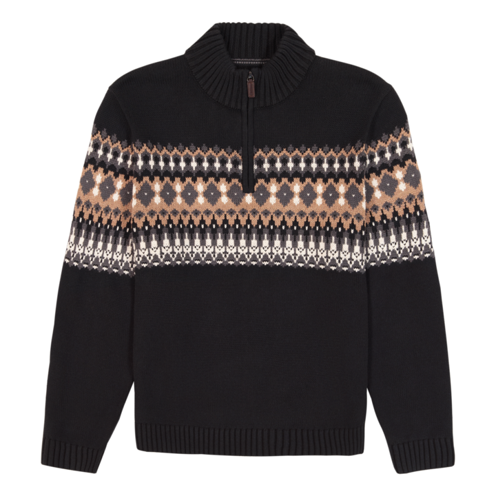 Holiday Fairisle Quarter Zip Sweater - Black – IZOD