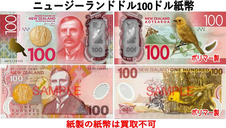 ニュージーランドドル(NZD) 100ドル紙幣の価格・金額（買取）ならJ