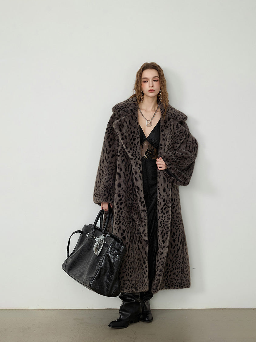 レオパードフェイクファー オーバーコート／ロング丈 エコファー – Jasmine