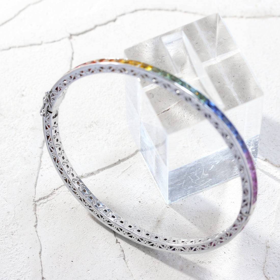 フルファンシーカラーマルチサファイア グラデーションブレスレット PT