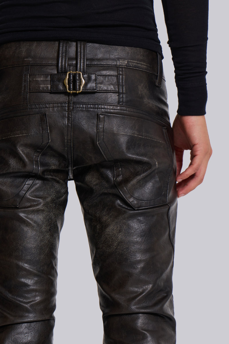 Washed Black PU Drift Bootcut Jeans | Jaded London | Clothing