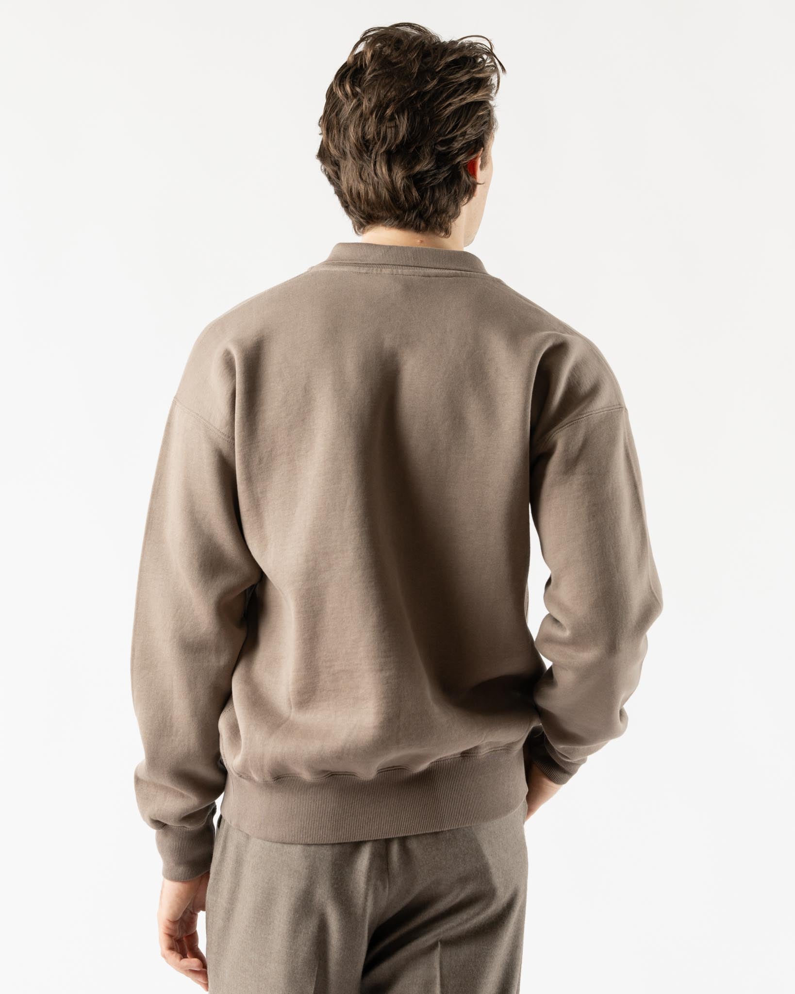Auralee Smooth Soft Sweat Polo in Olive Brown Curated at Jake and
