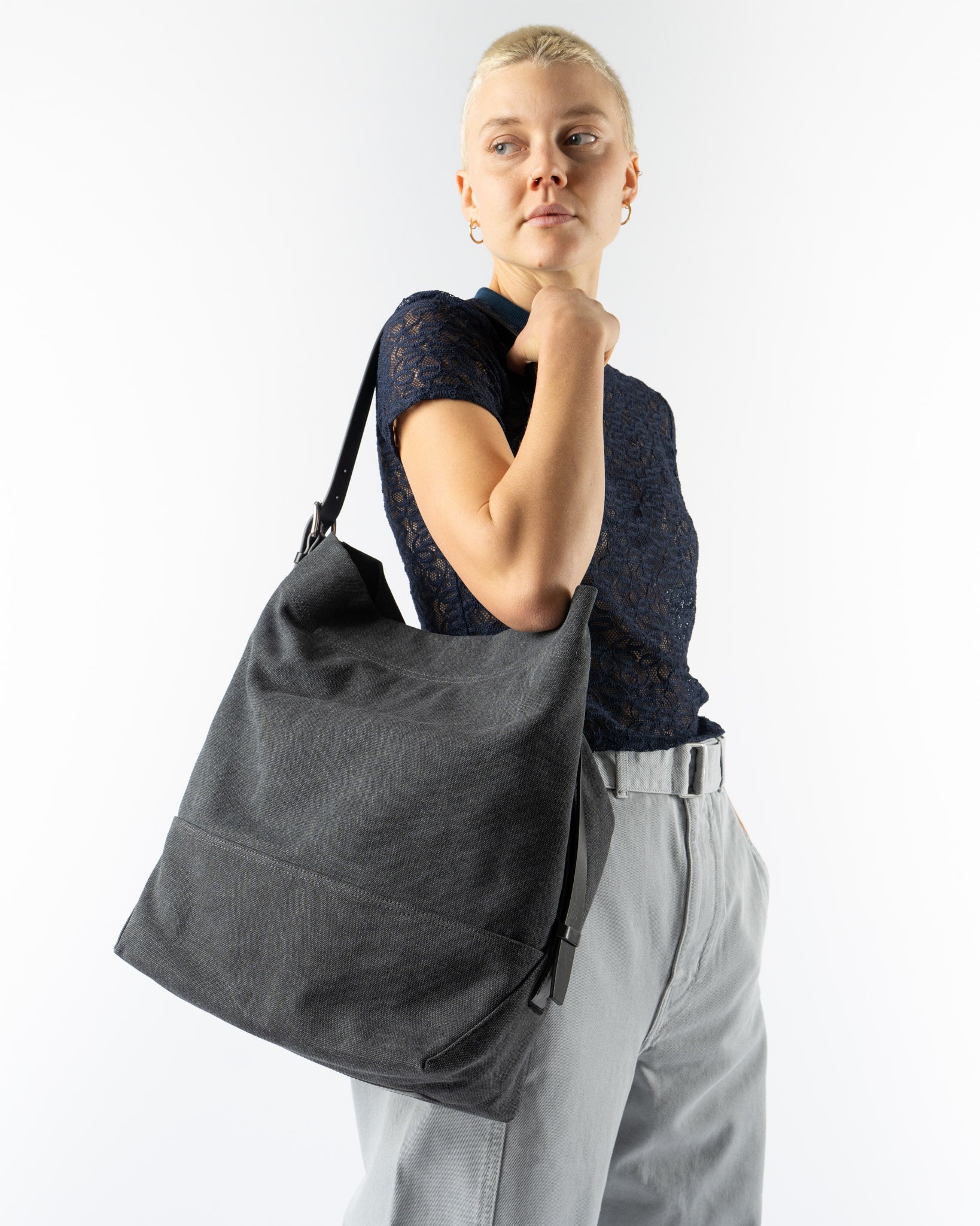Lemaire Belted Tote Bag in Ash Black Curated at Jake and Jones