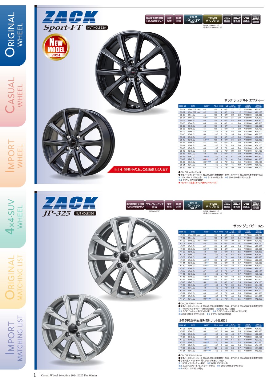 Japan三陽 CASUAL WHEEL SELECTION 2024-2025 for winter