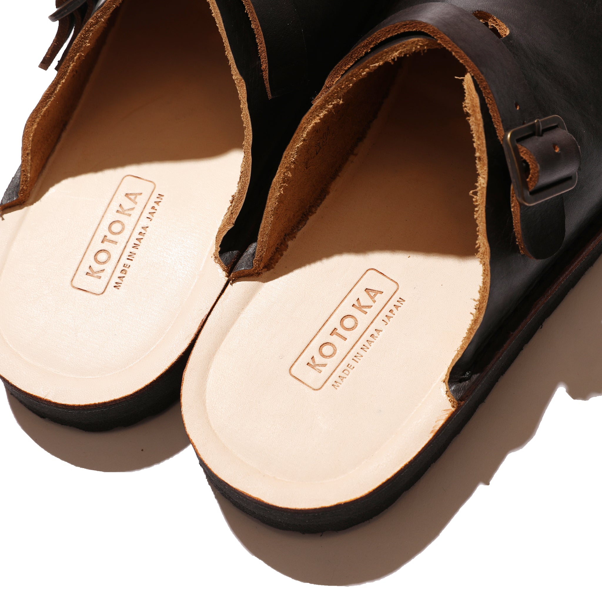 KOTOKA ならやまサンダル たつのハンドワックスレザー Black【KTO-2004