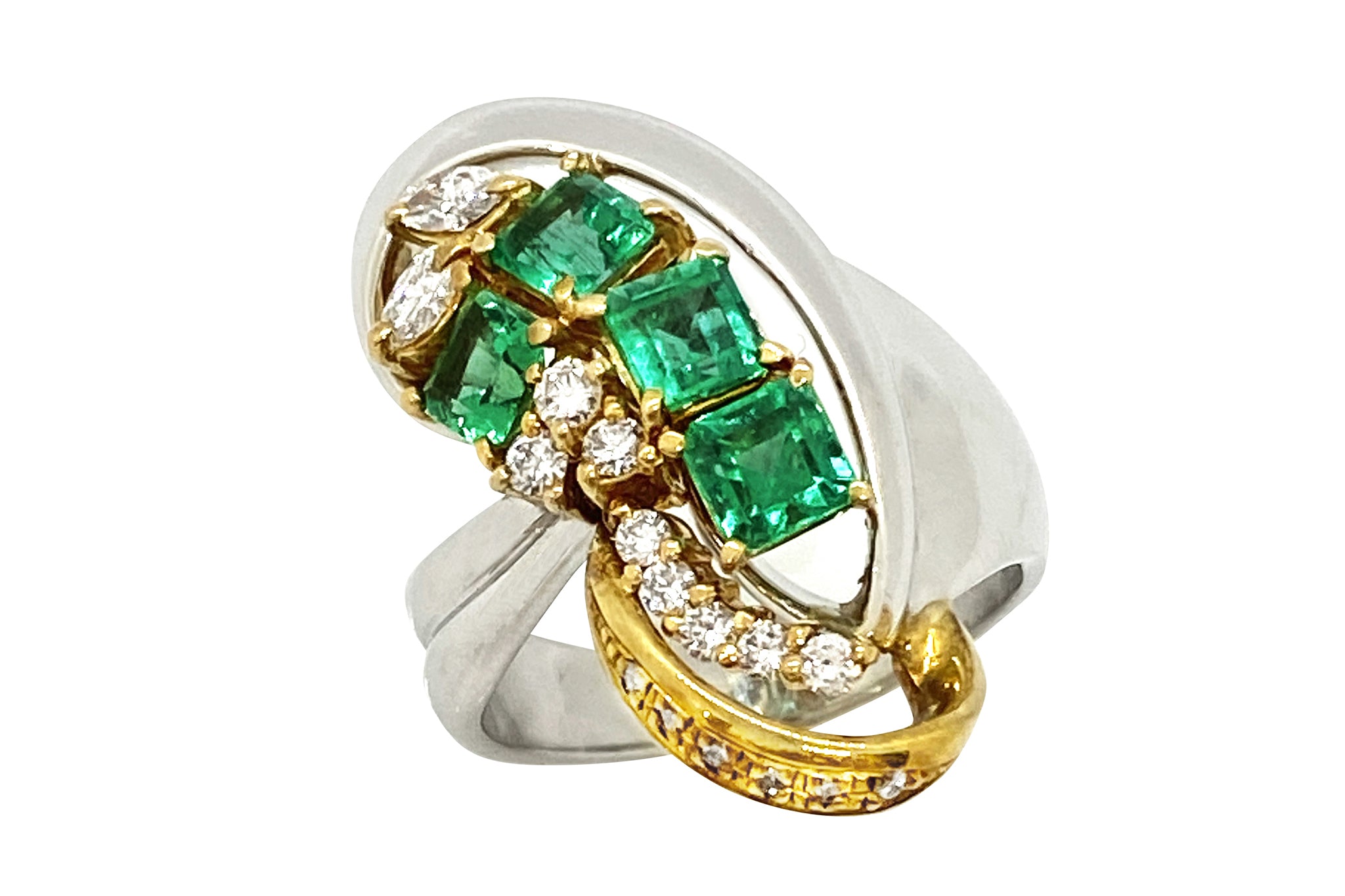 Emerald Pt900/K18エメラルド ダイヤモンドリング (NO.48999) – JEX