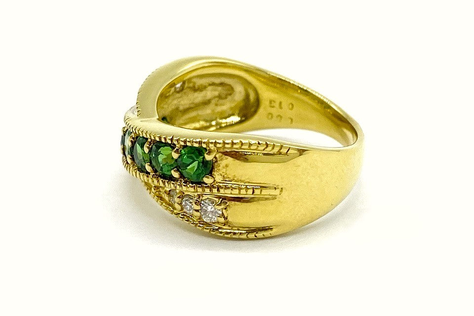 Green Garnet K18グリーンガーネット ダイヤモンドリング (NO.48985