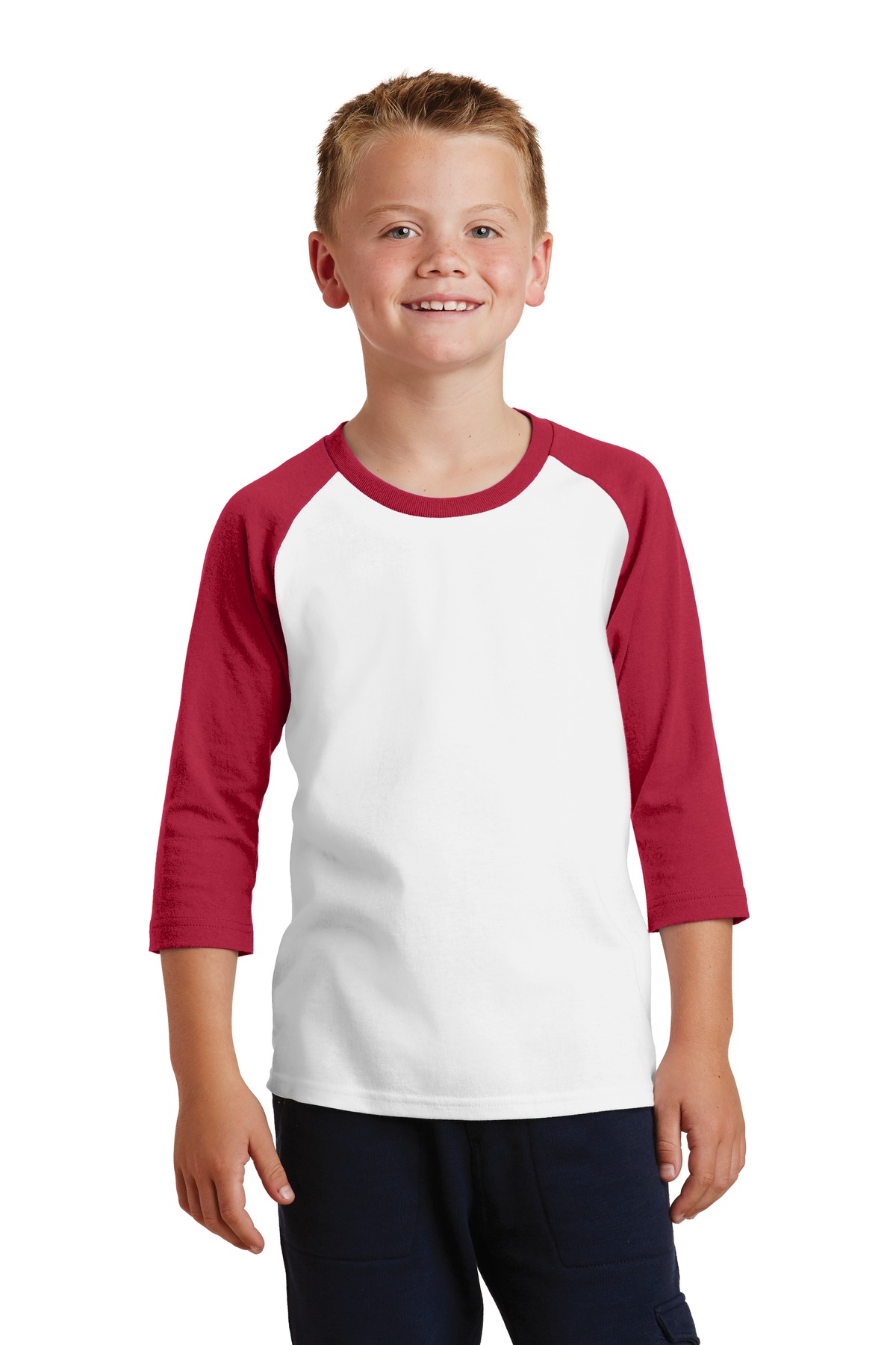 Port & Company Youth Core Blend 3/4 Sleeve Raglan Tee Pc55 Yrs