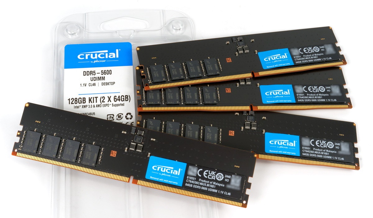 1枚64GBのCrucial製DDR5メモリをレビュー。4枚で256GB容量が可能に