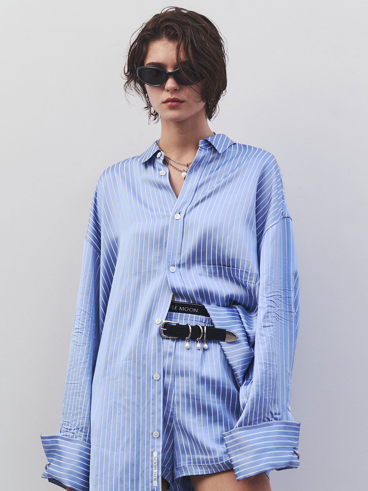 JOSEMOON SATIN STRIPE SHIRT