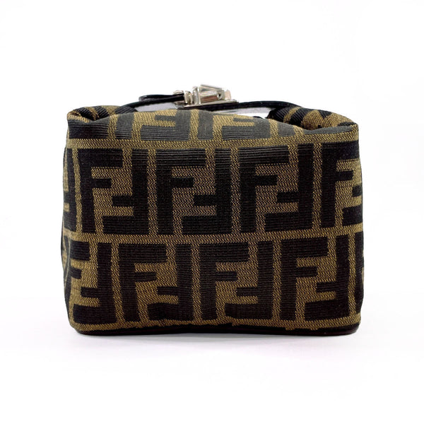 FENDI Pouch Vanity bag Zucca canvas/leather Brown Women Second