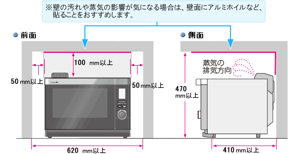 ウォーターオーブン（ヘルシオ）｜設置について（AX-MX1）：シャープ