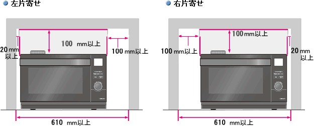 ウォーターオーブン（ヘルシオ）｜設置について（AX-CX1）：シャープ