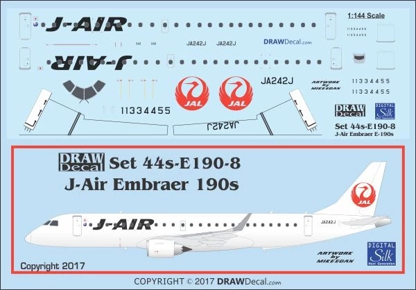Embraer 190 - J-Air Draw Decal -44-E190-08