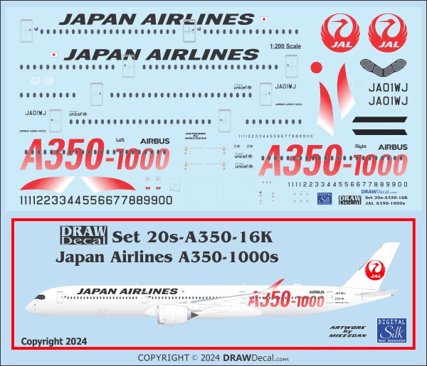 Airbus A350-1000 - Japan Airlines Draw Decal -20-A350-16K