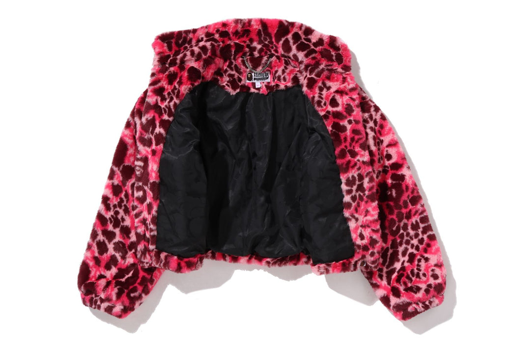 WILD LEOPARD PATTERN ONE POINT LONG FUR JACKET | bape.com