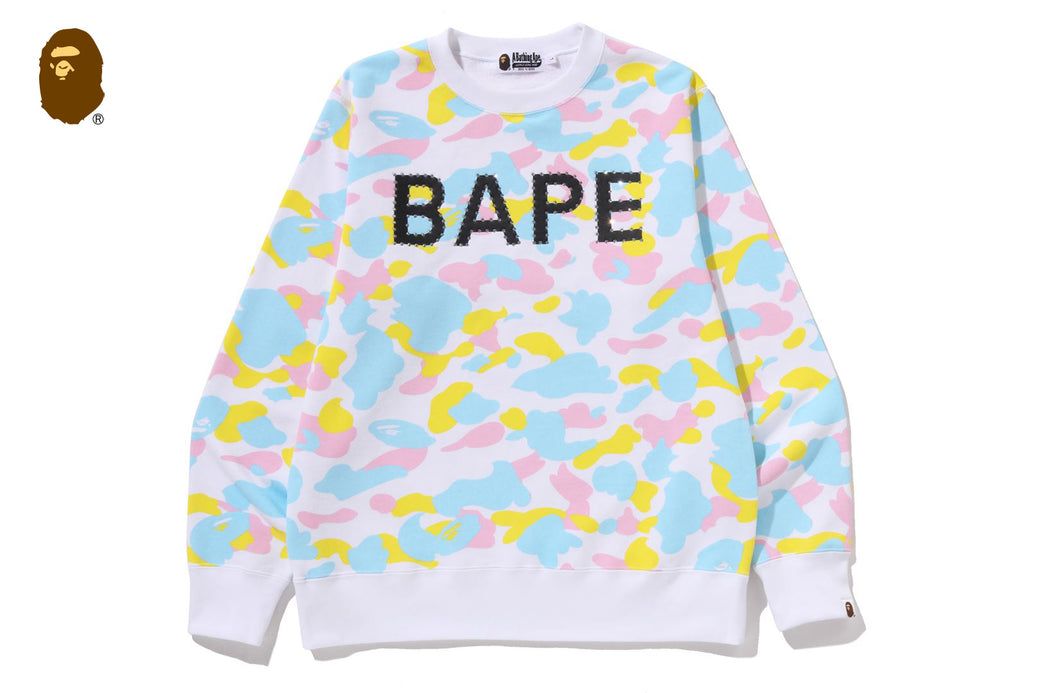 NEW MULTI CAMO RHINESTONE REGULAR FIT CREWNECK SWEATSHIRT | bape.com