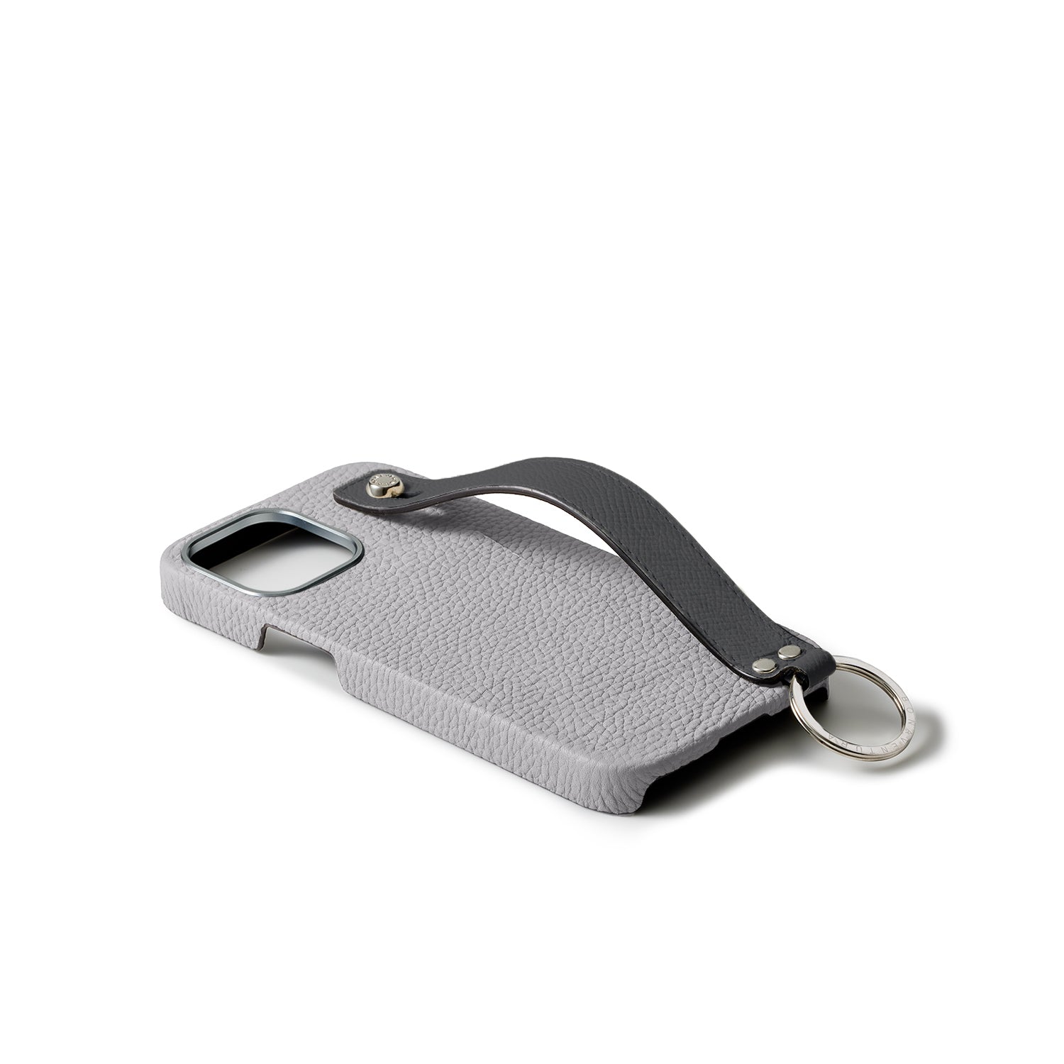 iPhone 15) ハンドル付き バックカバーケース シュリンクレザー