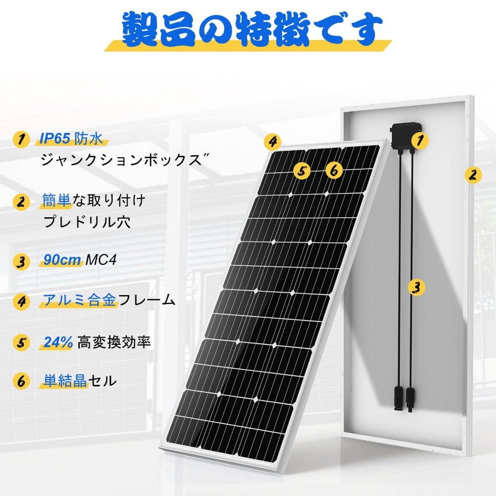 100W 12V 単結晶ソーラーパネル| ECO-WORTHY – eco-worthy-jp