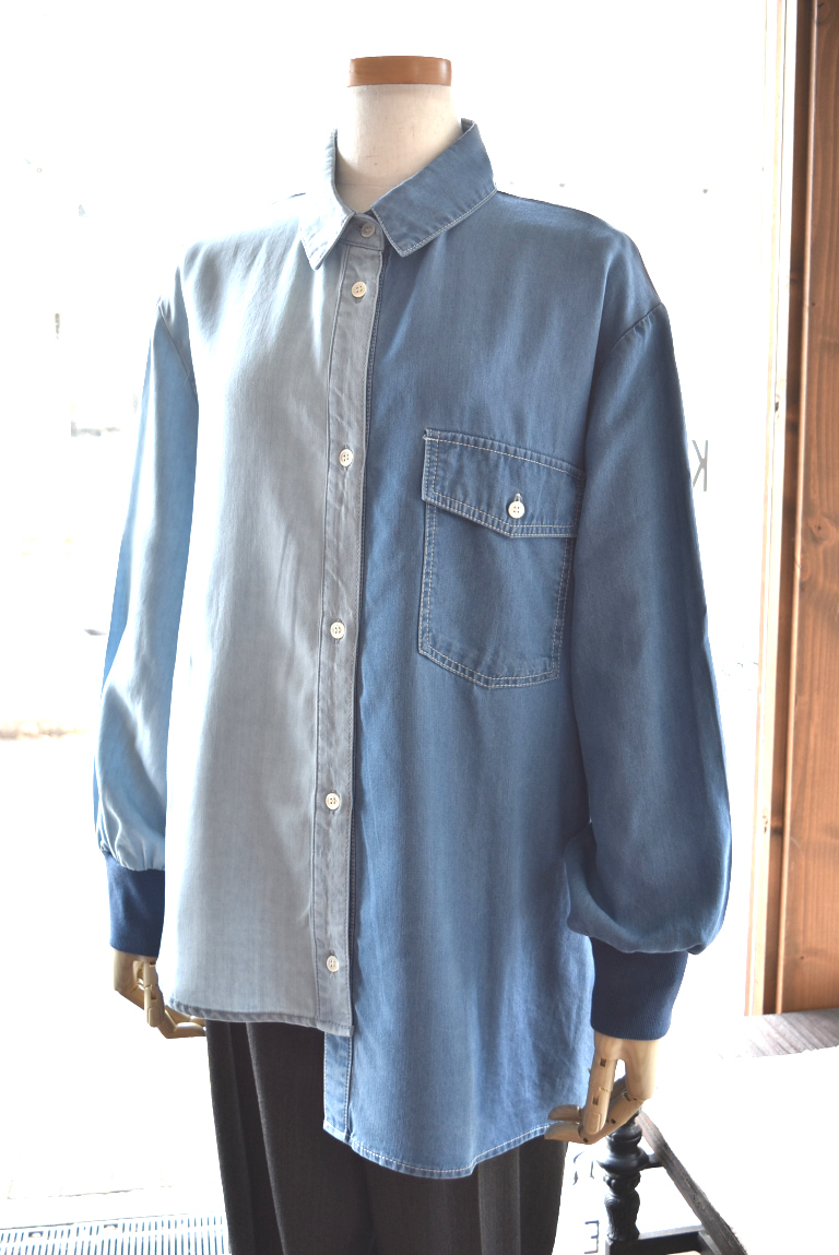 CYNICAL(シニカル) 25S/S 配色アシンメトリーデニムシャツ | 大阪