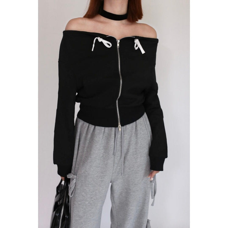 Double zip off shoulder sweat | Judin