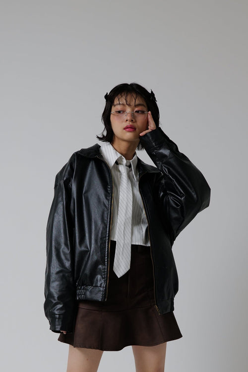 Leather like over jacket setup | Judin