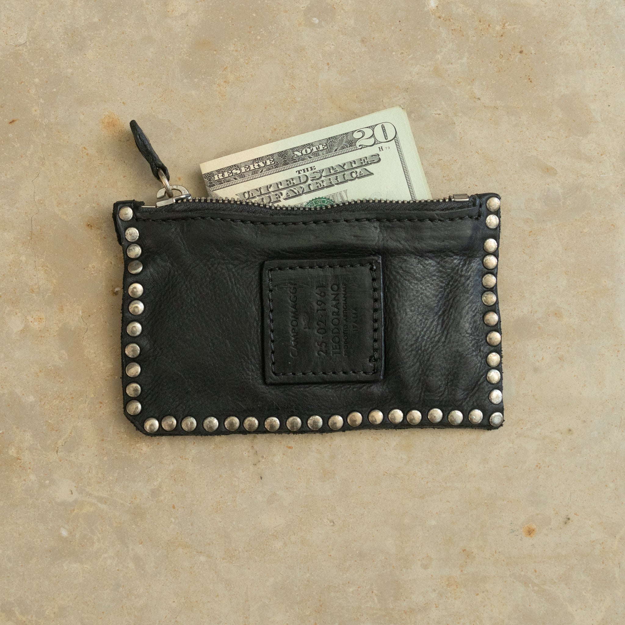 Parigi Studded Card Holder w/Zipper Black – Jupiter and Main