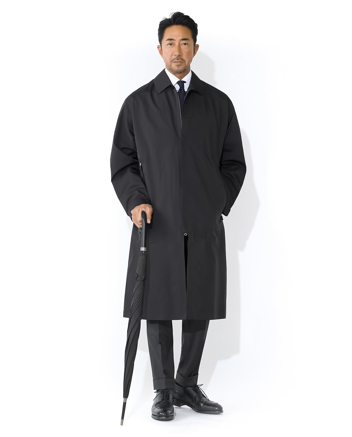 761_M3L アーバンレインシェル ステンカラーコート (ブラック) – K-3B