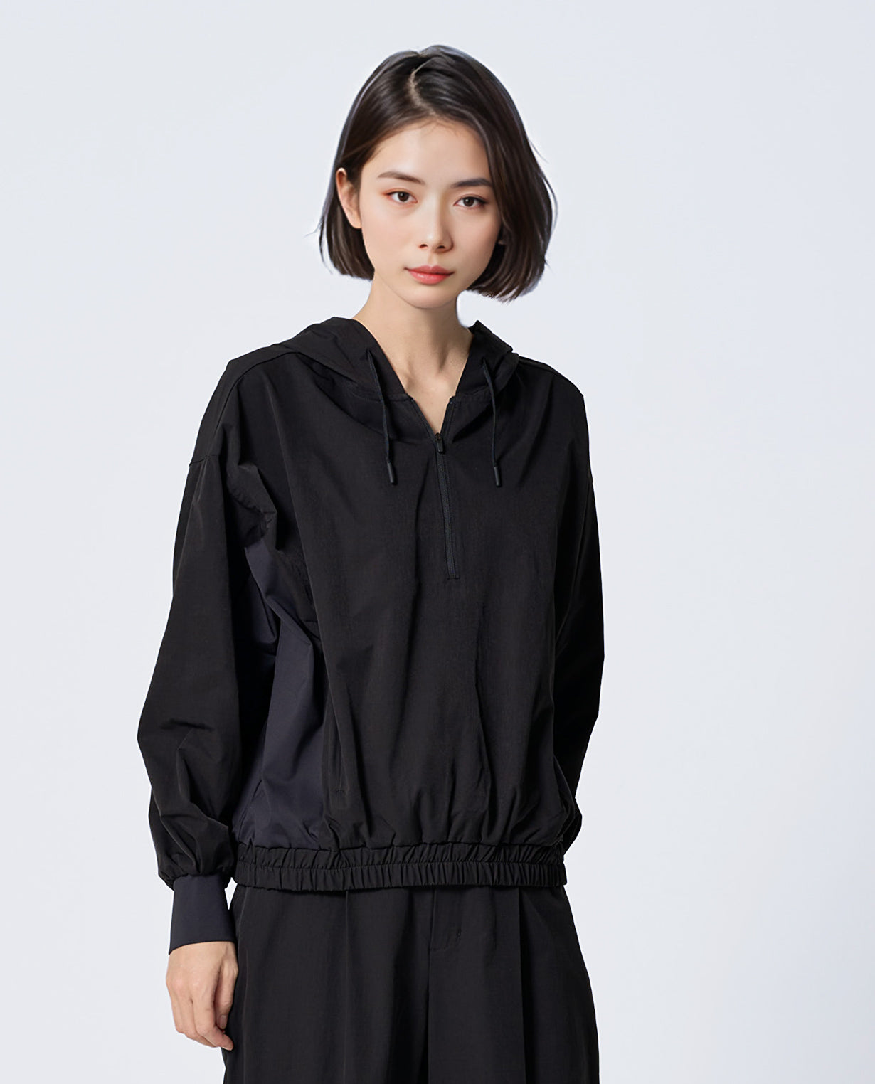 0613_L ヴィンテージストレッチフードパーカー (ブラック) – K-3B