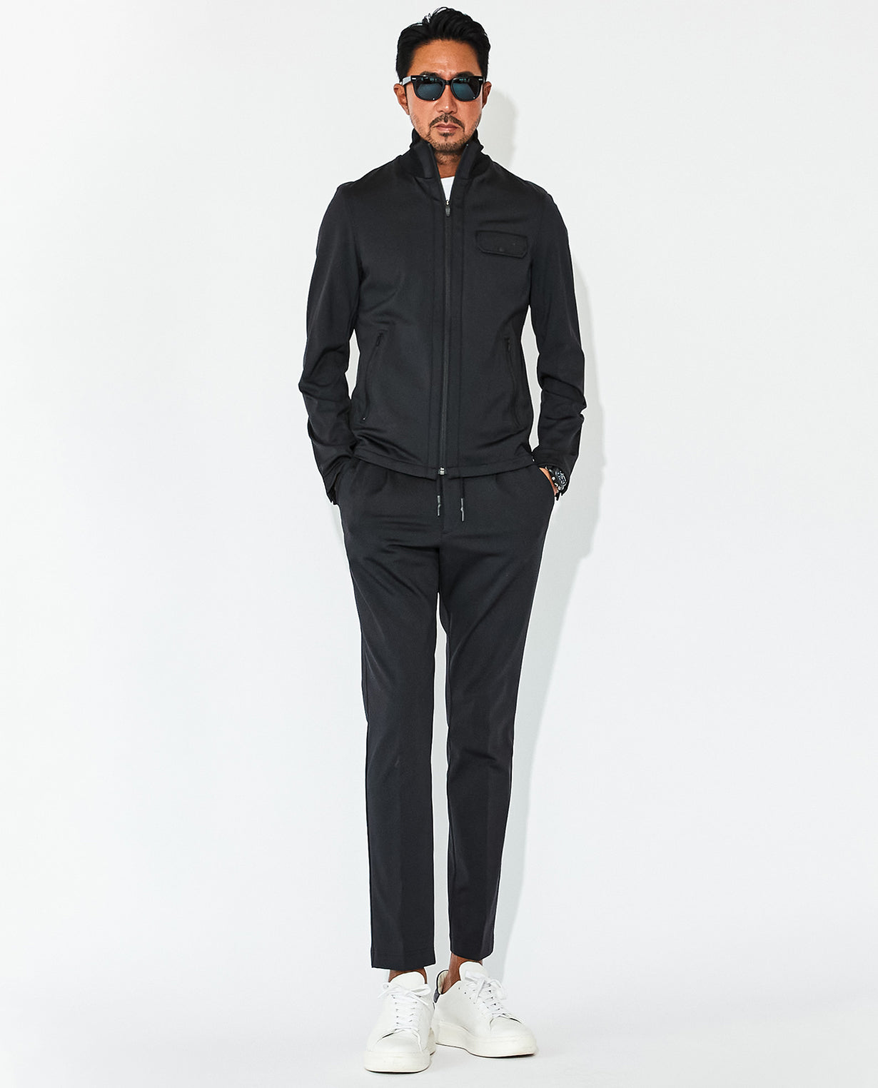 043_N 24HR-WEARABLE スタンドカラー ライダースリブブルゾン – K-3B