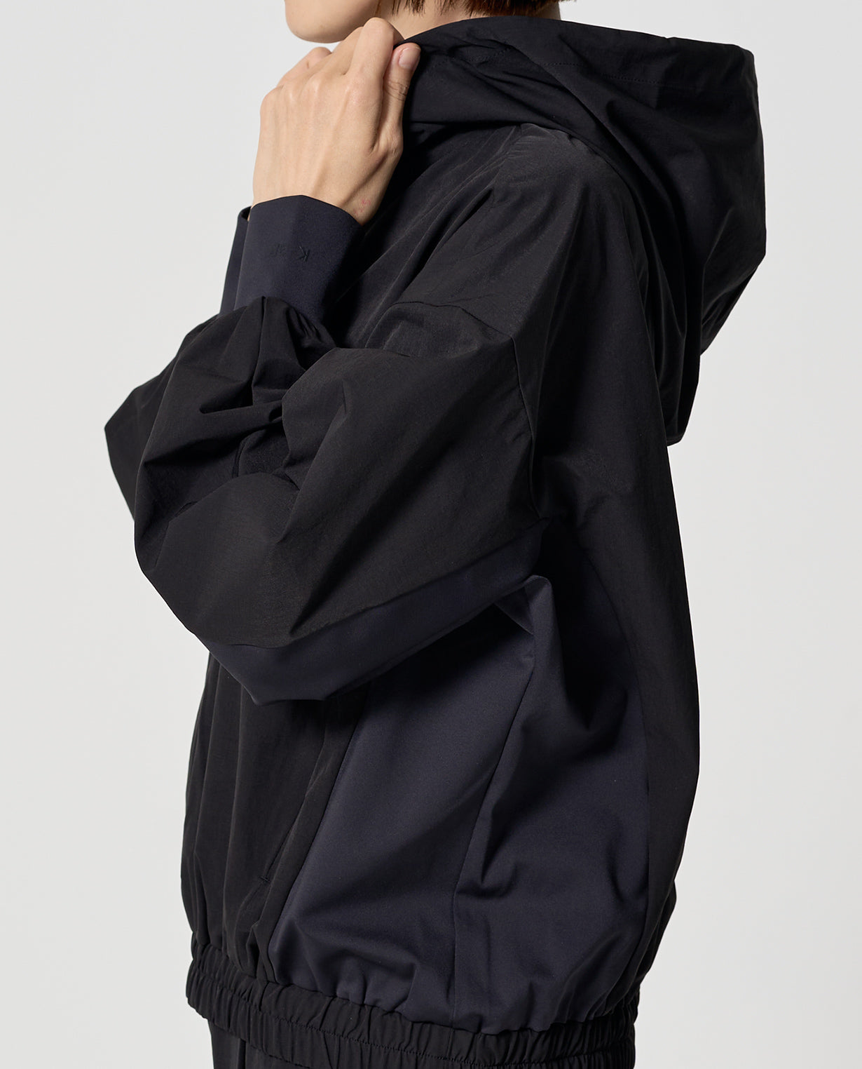 0613_L ヴィンテージストレッチフードパーカー (ブラック) – K-3B