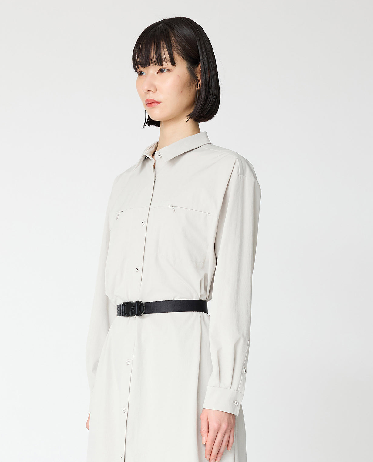 0205_L ヴィンテージストレッチシャツワンピース (ストーングレー) – K