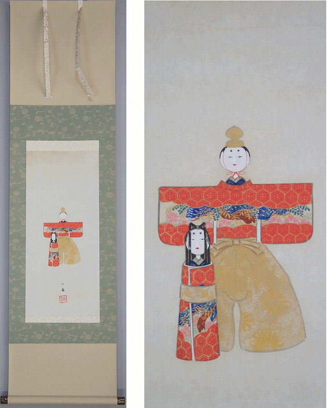 川島梅関 立雛図 (あんどん) | 掛軸(掛け軸)販売／表装ご依頼は掛軸