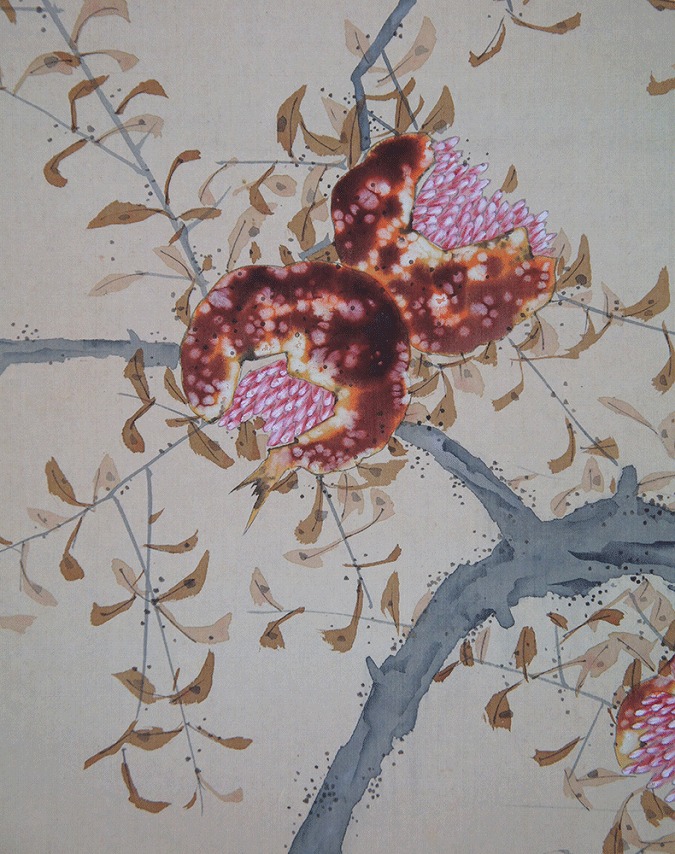 野村隆古 柘榴 | 掛軸(掛け軸)販売／表装ご依頼は掛軸いっぷく掛軸