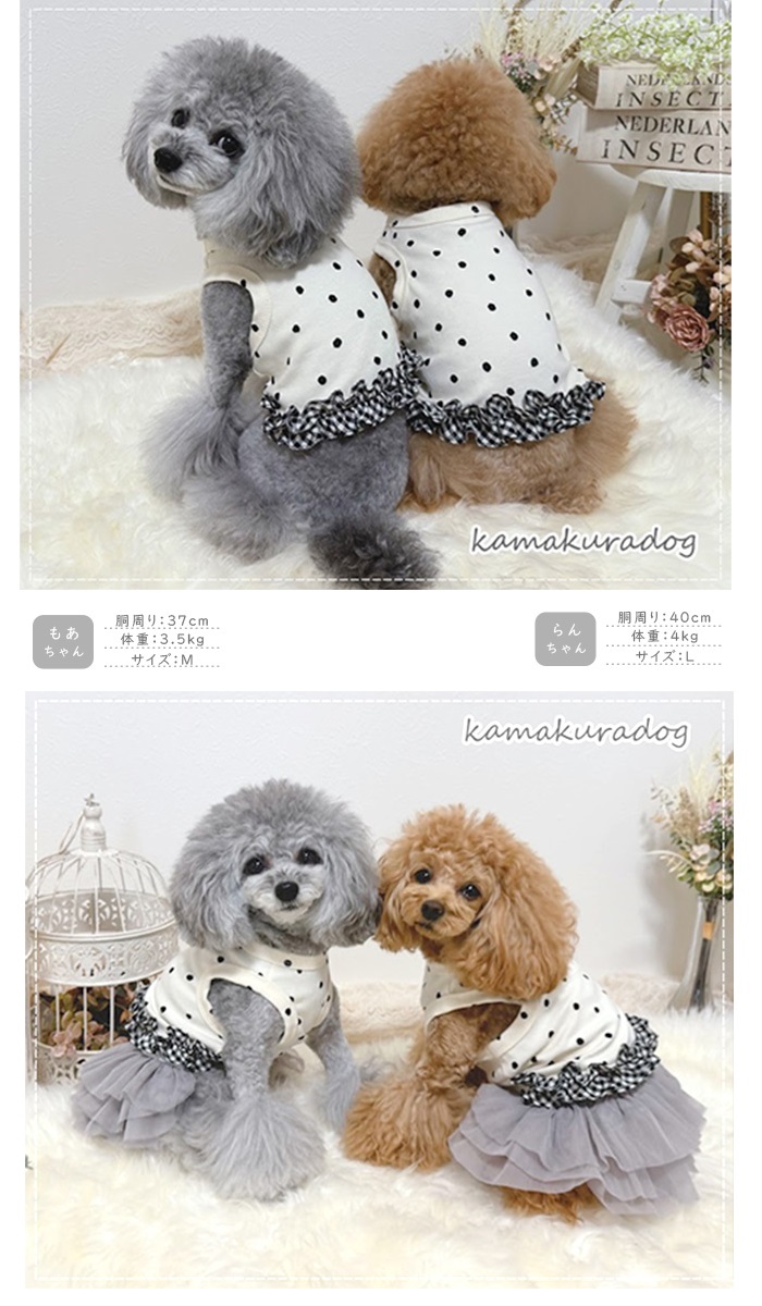 可愛い小型犬の洋服通販 鎌倉ドッグ チェックフリルドット柄タンク