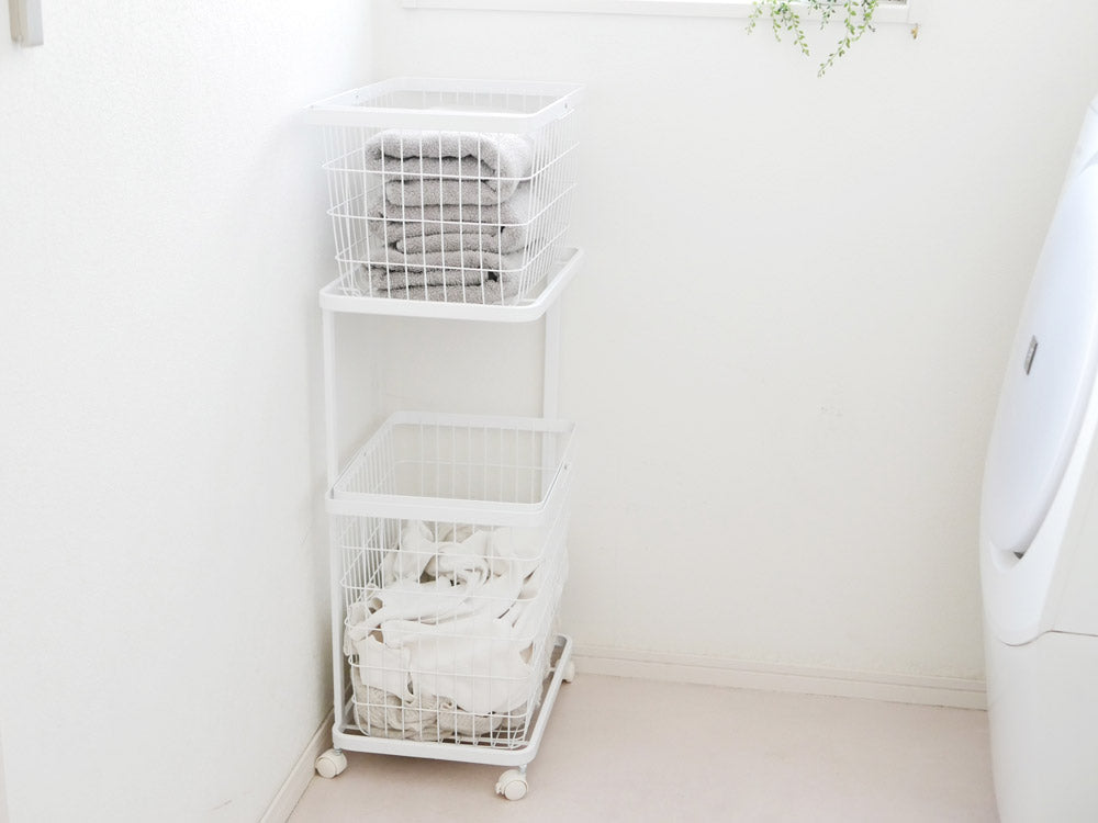 tower/タワー＞ランドリーワゴン＋バスケット ホワイト – カチモ