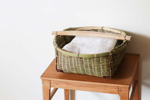 宮城 篠竹と桜のかご (丸-浅-特大)