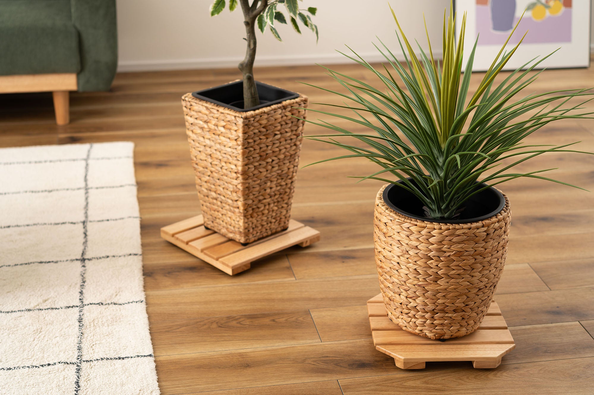 プランターベース キャスター付き 車輪 隠しキャスター 木製 天然木