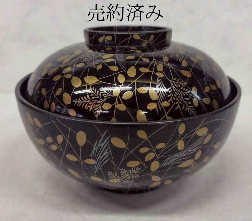 秋草蓋内鈴虫蒔絵 吸物椀 10客組 - kaji's antiques 梶 古美術