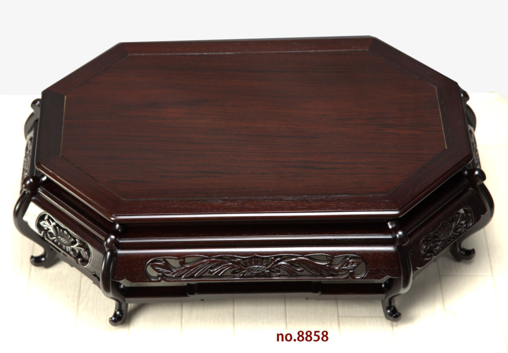 花台: 紫檀 史郎作 新八足 平台 巾56cm 大阪唐木指物工芸 no.8858