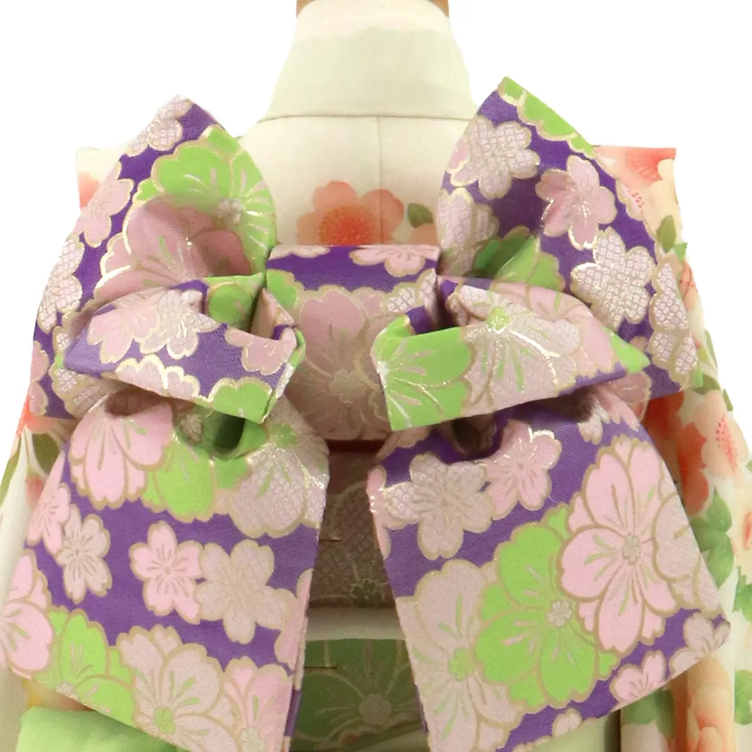 乙葉》白と紫にダリアの着物／七五三・七歳女の子 | 宅配着物レンタル