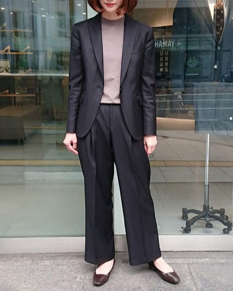 ブラックストライプスーツ 広島紙屋町店 E.F | オーダースーツのKASHIYAMA