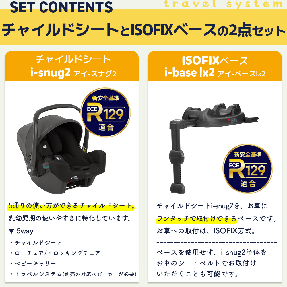 Joie チャイルドシート i-snug2+i-base lx2(ISOFIXベース)の2点セット