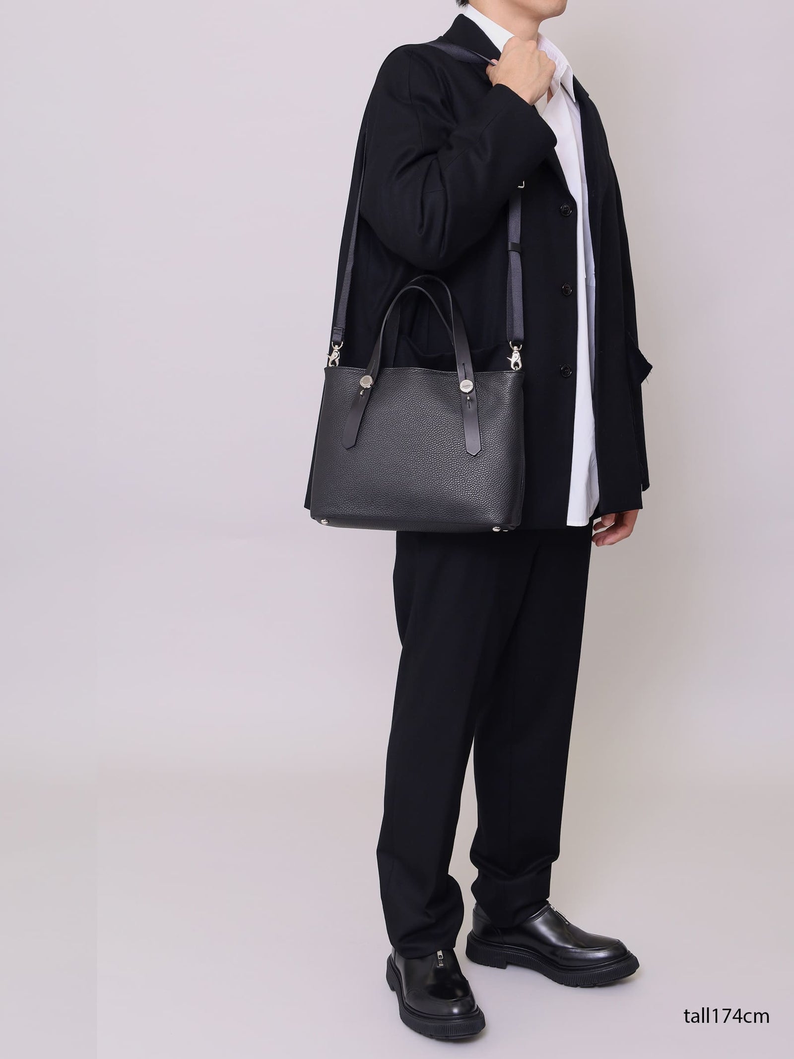 ミニレザートートバッグ カツユキコダマ オリジナルシルバー釦使用